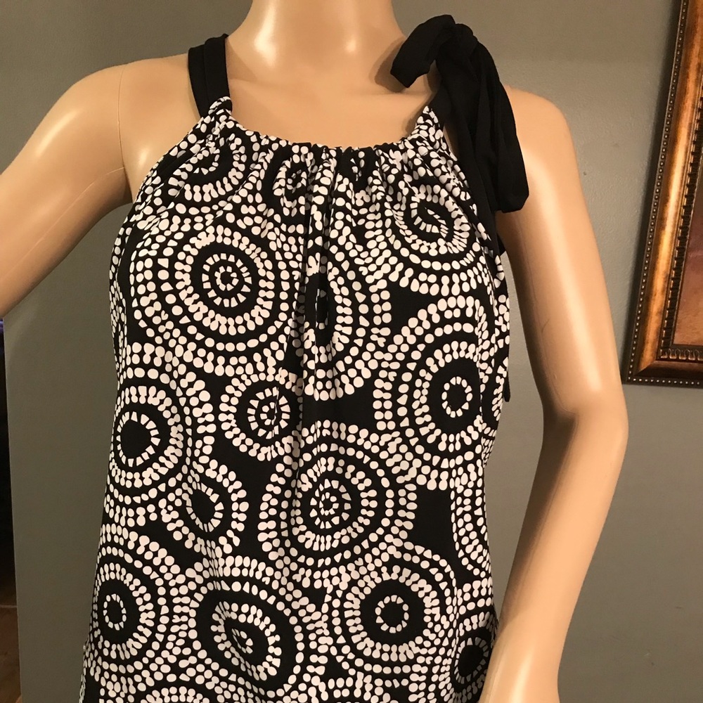 Side Shoulder Tie Patterned Blouse